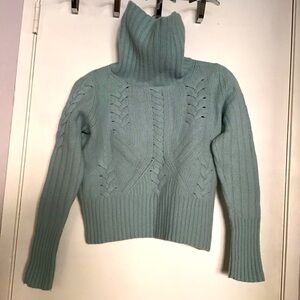 Ann Taylor, wool and rabbit hair turquoise blue turtleneck sweater.